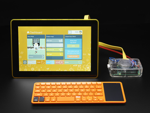 Kano Screen Kit plugged into Raspberry Pi, showing some desktop software