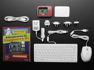 Components of a Raspberry Pi Foundation Starter Kit with Pi 3. 
