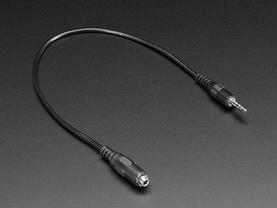 Angled shot of a Panel Mount Stereo Audio Extension Cable - 1/8" / 3.5mm. 