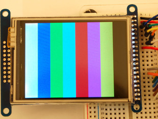 2.8 1color TFT LCD with touchscreen breakout board showing colorful lines