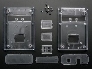 Top down view of a disassembled Clear Enclosure for Arduino.