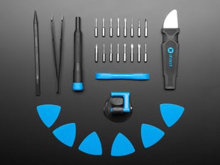 iFixit Essential Electronics Toolkit, with all tools laid out
