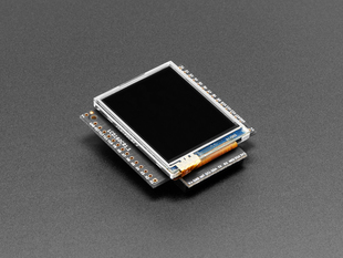Angled shot of a pyboard Color LCD Skin with Resistive Touch. 