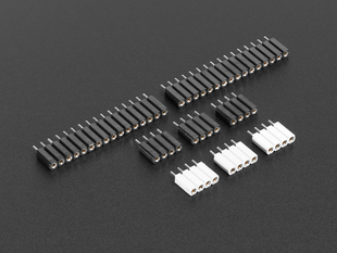 Angled shot of a set of header pins for MicroPython pyboard highlighting the female end. 