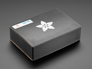 Angled shot of a black box with the white Adafruit star-flower logo.