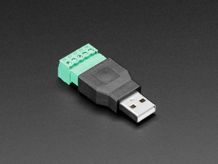 angled shot of USB-A Male Plug to 5-pin Terminal Block