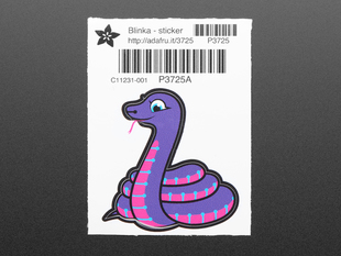 Sticker showing a purple and pink animated python 