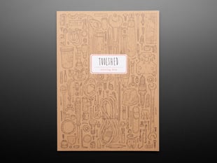 Front cover of Toolshed Coloring Book showing hundreds of outline-drawn tools