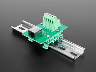 DIN Rail mountable RJ-45 To Terminal Block Adapter - Right Angle Jack.
