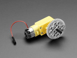 Lego Gear installed onto DC Gearbox TT Motor Axle, attached to TT motor