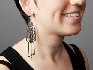 Earring shown being worn from the side profile