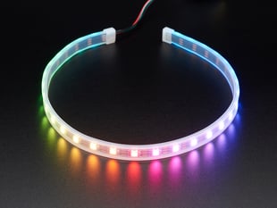 Adafruit NeoPixel LED Strip with 3-pin JST PH Connector lit up rainbow