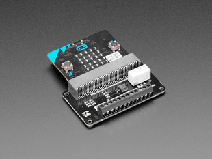 Angled shot of a Pimoroni automation:bit with a micro:bit inserted. 