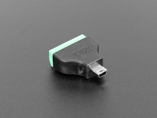 angled shot of USB Mini B Male Plug to 5-pin Terminal Block