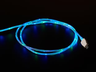 USB Micro B Cable with LEDs - Blue and Green color - 1 Meter