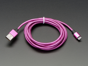 Pink and Purple Braided USB A to Micro B Cable - 2 meters long