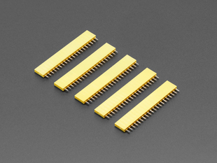 Five pack of 20-pin 0.1 Female Header - Yellow plastic