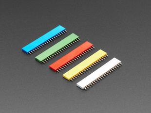 20-pin 0.1 inch Female Headers - Rainbow Color Mix Plastic - 5 pack