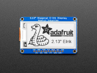 Front of E-Ink display with monochrome graphic and "2.13 inch E-Ink Monochrome" text
