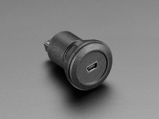 Mini USB Round Panel Mount Plug showing front port