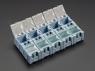 10 pack of Tiny Modular Snap Boxes for SMD component storage - Blue