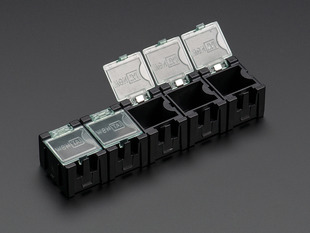 5 pack of Tiny Modular Snap Boxes for SMD component storage
