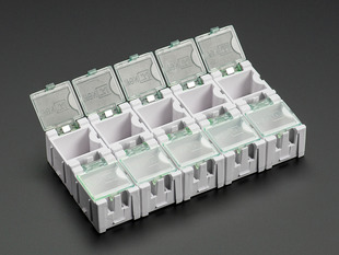 10 pack of Tiny Modular Snap Boxes for SMD component storage - White