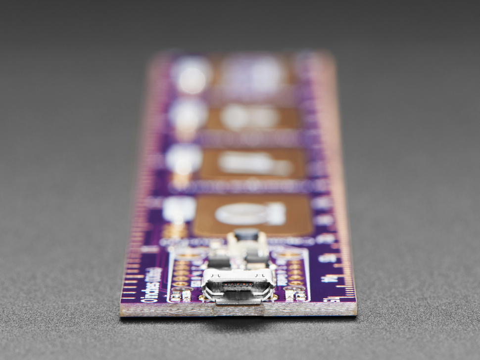 Detail shot of microUSB connector on Adafruit PyRuler.