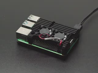 Video clip of a Aluminum Metal Heatsink Raspberry Pi 4 Case with Dual Fans on a Raspberry Pi thatspowdered on. 