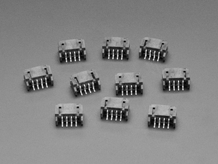 Angled shot of ten 4-pin JST-PH connectors.