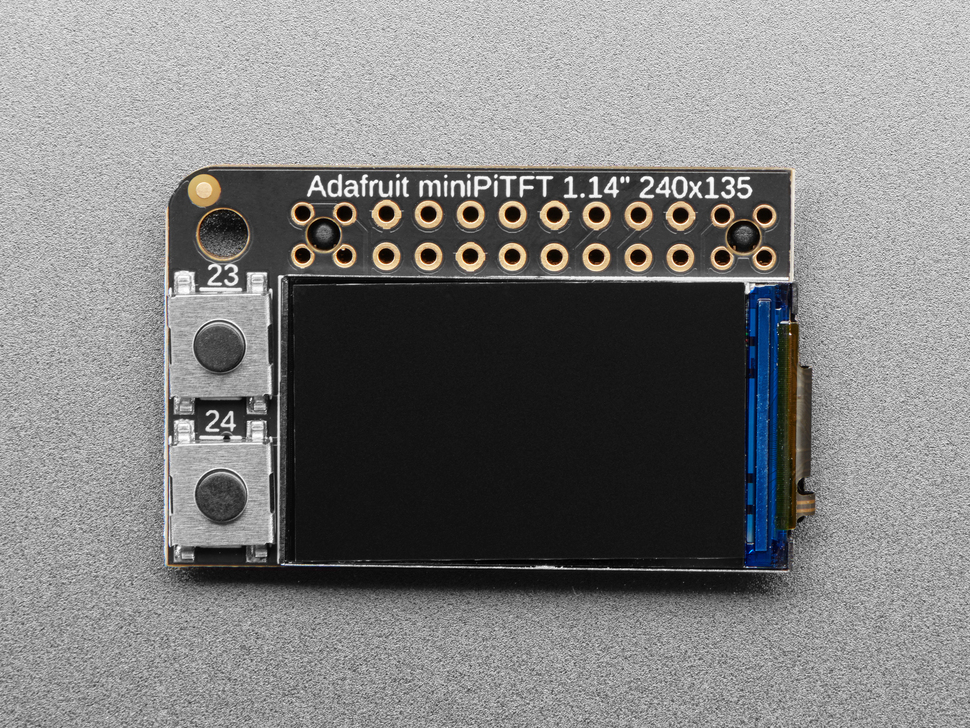 Top shot of Adafruit Mini PiTFT - 135x240 Color TFT Add-on