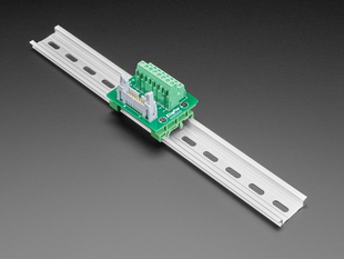 DIN Rail 2x8 IDC to Terminal Block Adapter Breakout mounted onto DIN rail