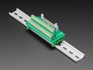 DIN Rail 2x20 IDC to Terminal Block Adapter Breakout mounted onto DIN rail