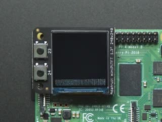 Video of Adafruit Mini PiTFT 1.3" - 240x240 TFT Add-on on a Raspberry Pi 4. The TFT displays a bootup sequence.