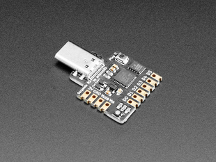 Angled shot of Serpente - Tiny CircuitPython Prototyping Board - USB C Plug.