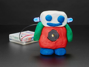 Friendly robot made with conductive dough, and LED ears