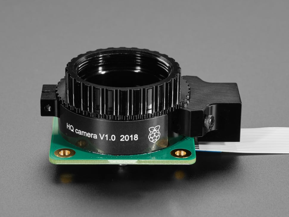 Side detail of Raspberry Pi HQ camera module.