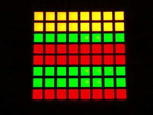 Small 1.2" 8x8 Bi-Color (Red/Green) Square LED Matrix.
