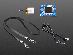 Adafruit PyBadge Starter Kit with PCB, lanyard, battery and cable