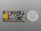 Top down view of a Adafruit FeatherWing OLED - 128x64 OLED Add-on For Feather - STEMMA QT / Qwiic next to US quarter for scale. 