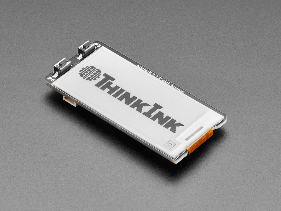 Angled shot of electronic ink display breakout board.