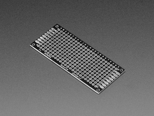 Angled shot of single Universal Proto-board PCB 3cm x 7cm.