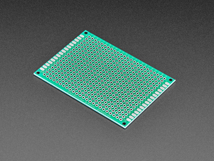 Angled shot of single Universal Proto-Board PCB 5cm x 7cm