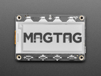 Front of MagTag showing 4 buttons, 4 NeoPixels and 2.9" e-ink display.