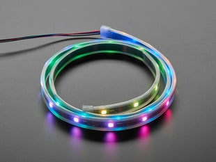 Adafruit NeoPixel LED Strip with 3-pin JST Connector lit up rainbow