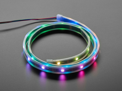 Adafruit NeoPixel LED Strip with 3-pin JST Connector lit up rainbow