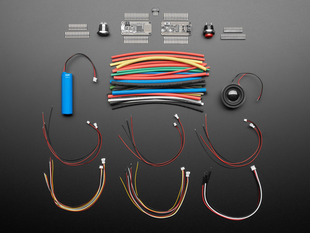 Top view of kit contents for Adafruit Prop-Maker Starter Kit - Make your own Lightsaber!
