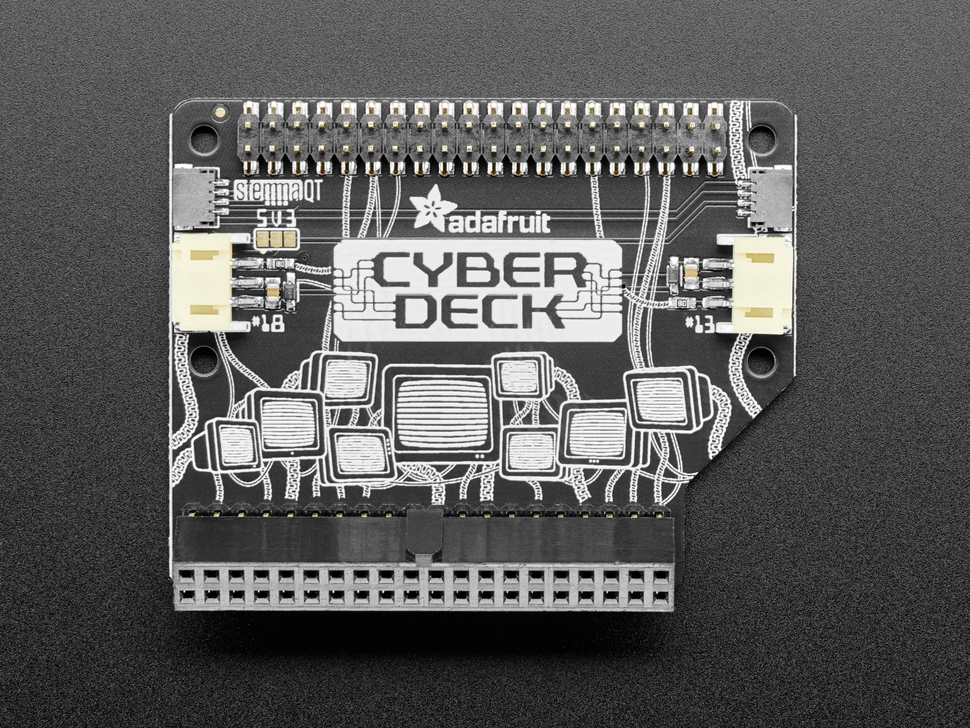 Top-down shot of Cyberdeck HAT PCB.