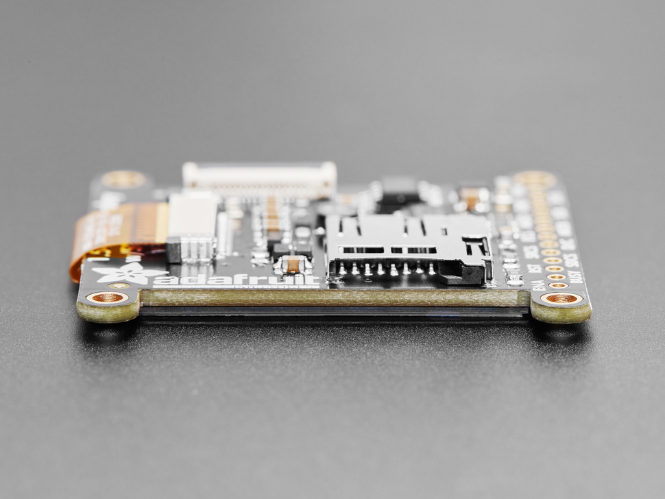 Close-up of microSD card slot on breakout board.