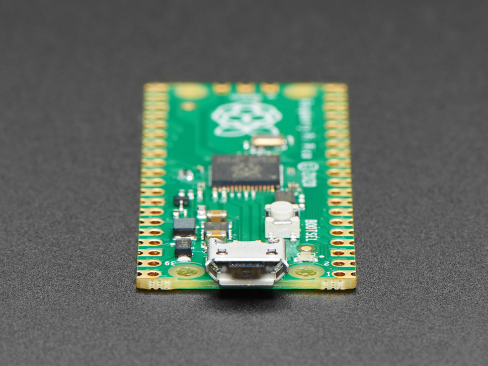 close up of micro USB port on Raspberry Pi Pico